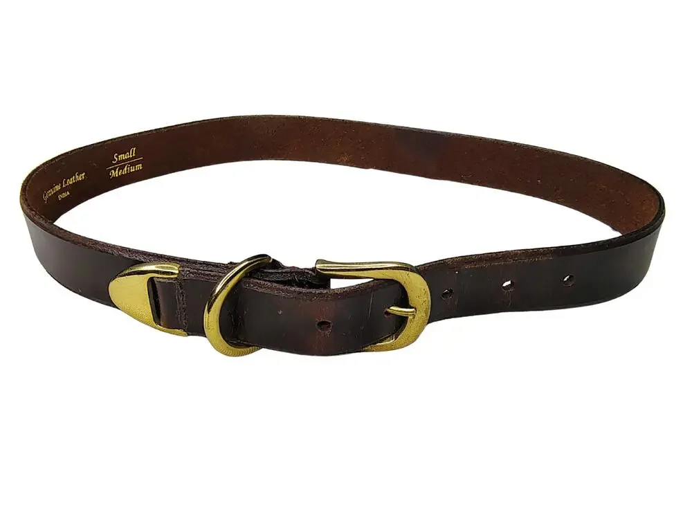 1980s Gloria Vanderbilt Brown Leather Belt Brass Hardware Tip Gently Used Medium
